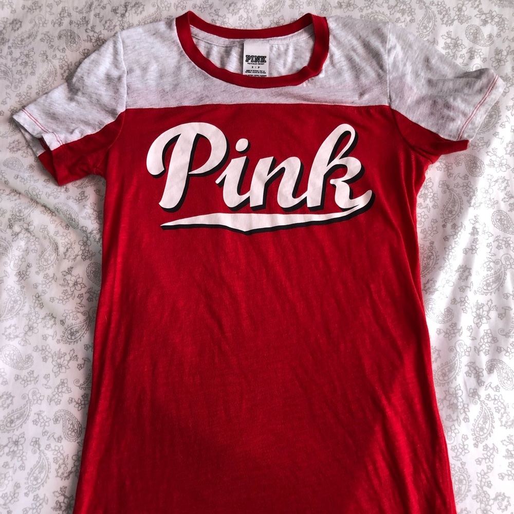 Pink red and white t-shirt size. Small -$12